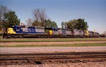 CSX8472 leads 3 other SD40-2's and a U boat down track 1 towards West Hamlet